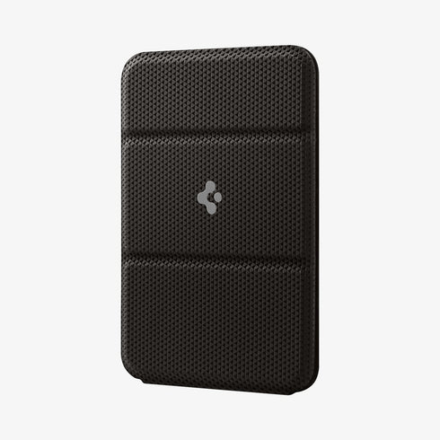 AMP02835 - Universal Card Holder Smart Fold in gunmetal showing the front attached to the back of a device